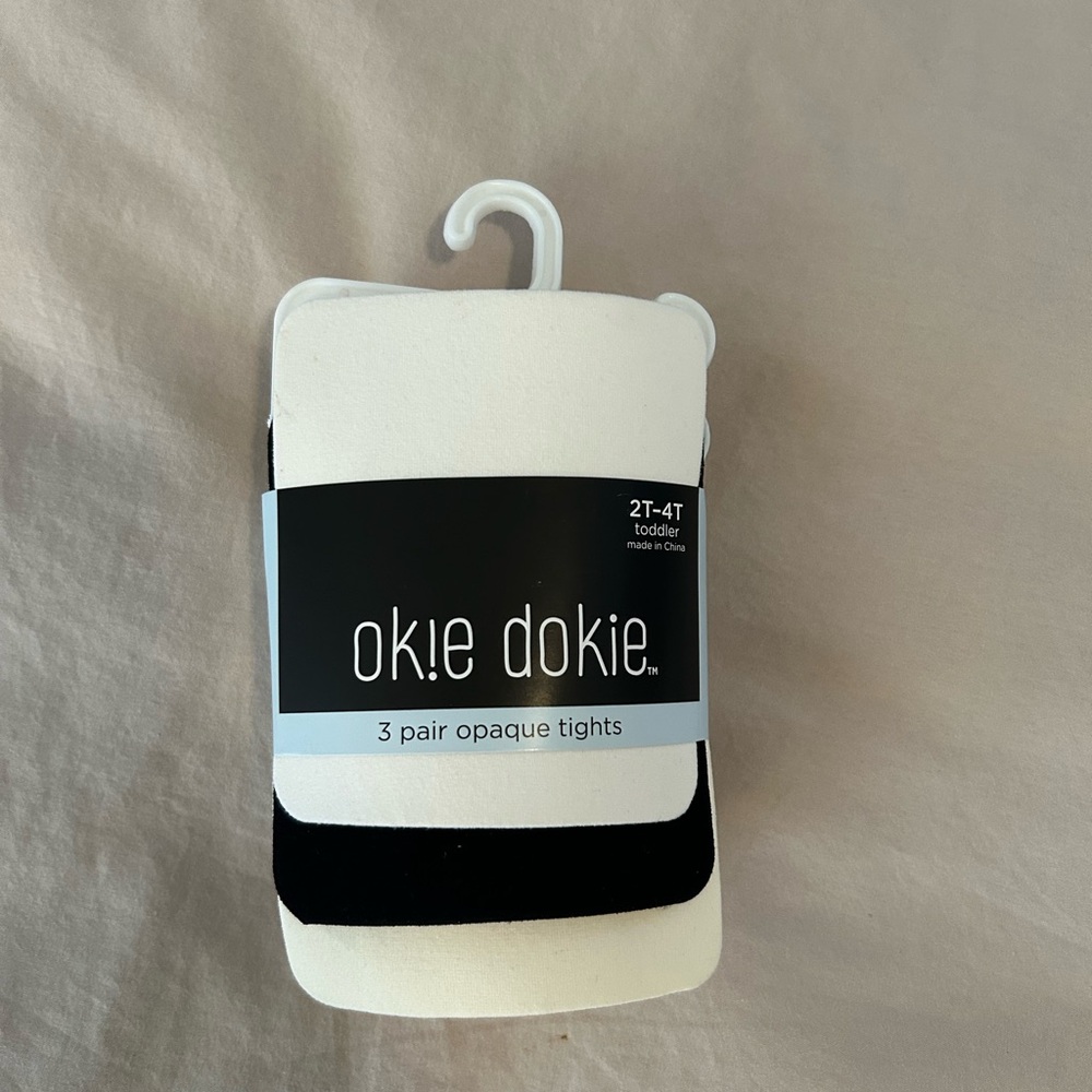 Brand New Okie Dokie Black and White Toddler Tights 2T-4T